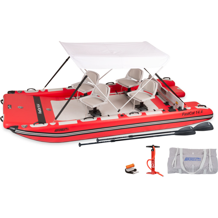 Sea Eagle Inflatable FastCat Catamaran 14.4 Swivel Seat Canopy Pkg  FASTCAT14K_SWC