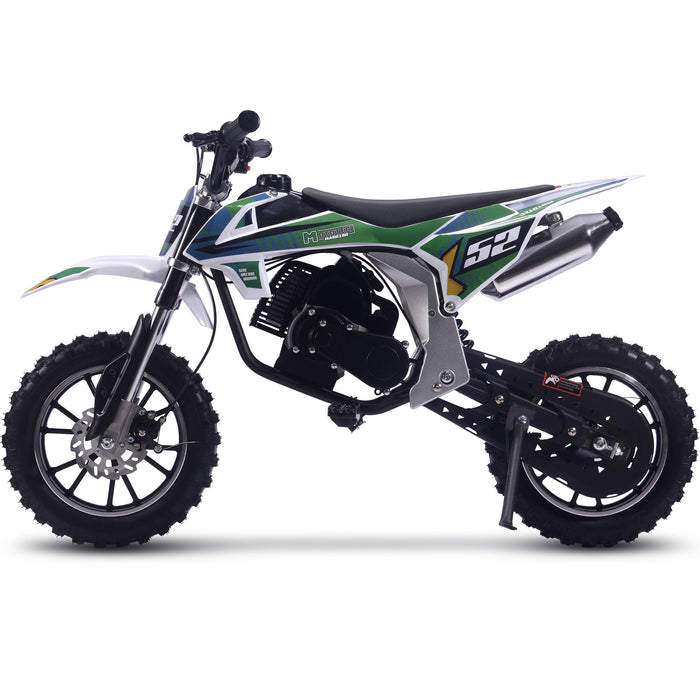 MotoTec Warrior 52cc 2-Stroke Kids Gas Dirt Bike Green MT-DB-52cc-Warrior_Green