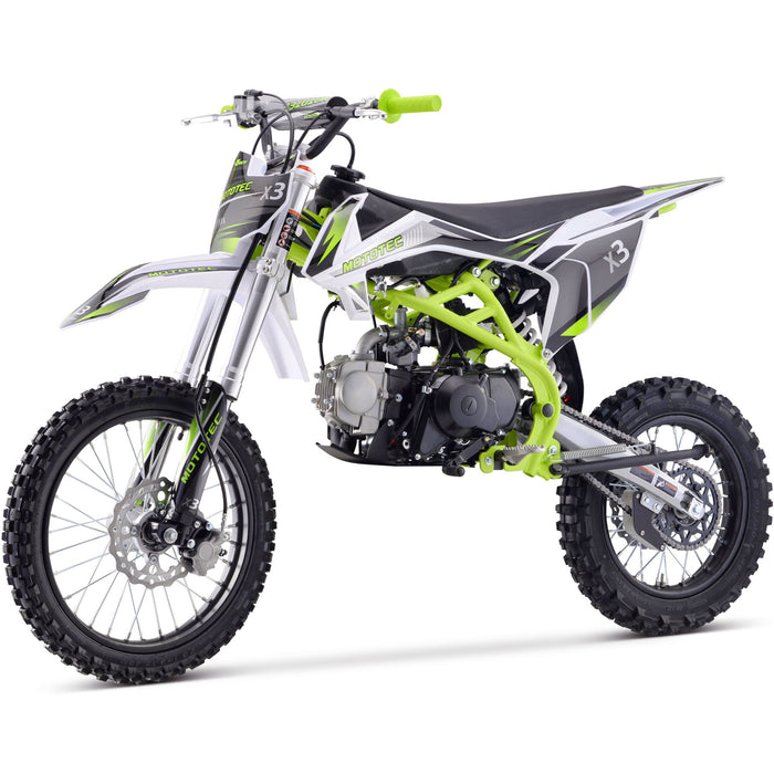 MotoTec X3 125cc 4-Stroke Gas Dirt Bike Green  MT-DB-X3-125cc_Green