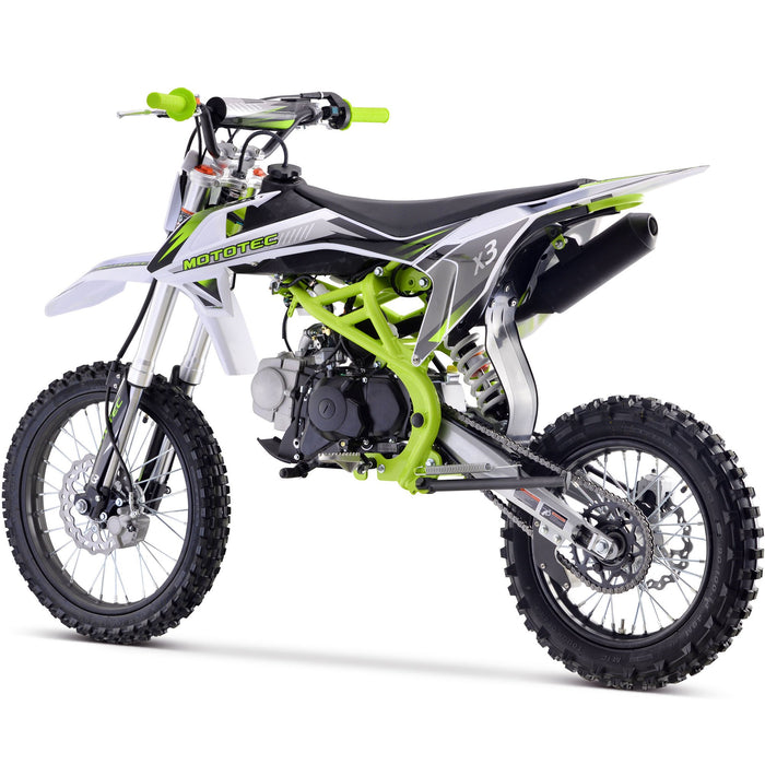 MotoTec X3 125cc 4-Stroke Gas Dirt Bike (Top Speed:47 mph - with adjustable speed limiter) Green  MT-DB-X3-125cc_Green