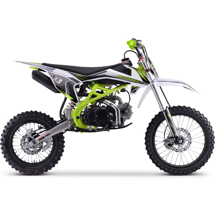 MotoTec X3 125cc 4-Stroke Gas Dirt Bike Green  MT-DB-X3-125cc_Green