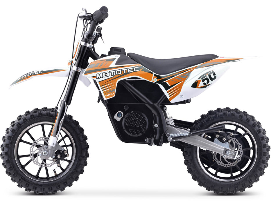 MotoTec 24v 500w Gazella Electric Dirt Bike (Speeds: 5, 10, 16 MPH - 3 speeds, selectable with key lock) MT-Dirt-500_Orange