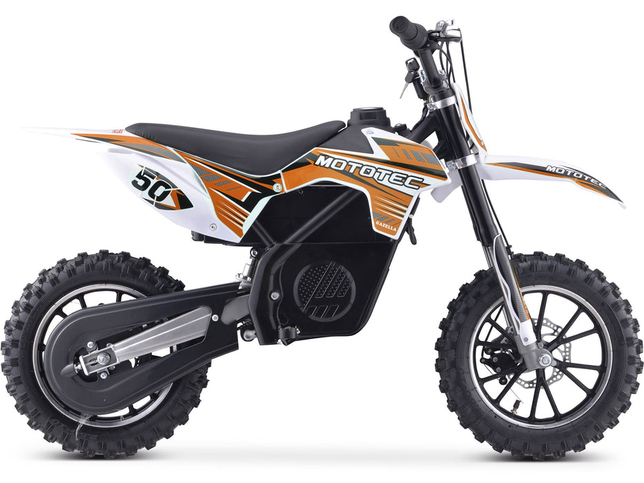 MotoTec 24v 500w Gazella Electric Dirt Bike (Speeds: 5, 10, 16 MPH - 3 speeds, selectable with key lock) MT-Dirt-500_Orange