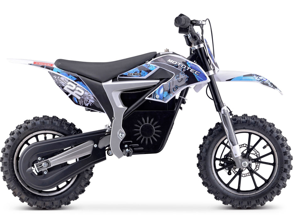 MotoTec 36v 500w Demon Electric Dirt Bike Lithium (Speeds: 5, 10,& 16 MPH 3 speeds, selectable with key lock) MT-Dirt-Lithium