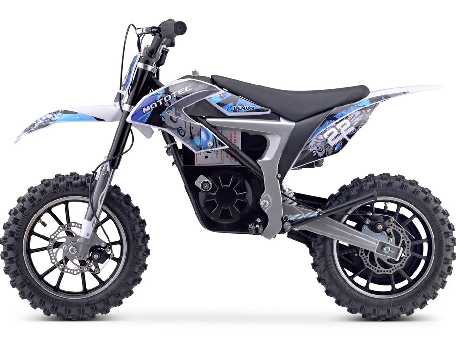 MotoTec 36v 500w Demon Electric Dirt Bike Lithium (Speeds: 5, 10,& 16 MPH 3 speeds, selectable with key lock) MT-Dirt-Lithium