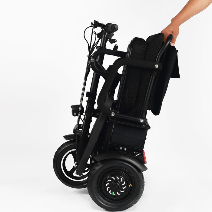 MotoTec Folding Mobility Electric Trike 48v 700w Dual Motor Lithium Black MT-FOLD-TRK-700