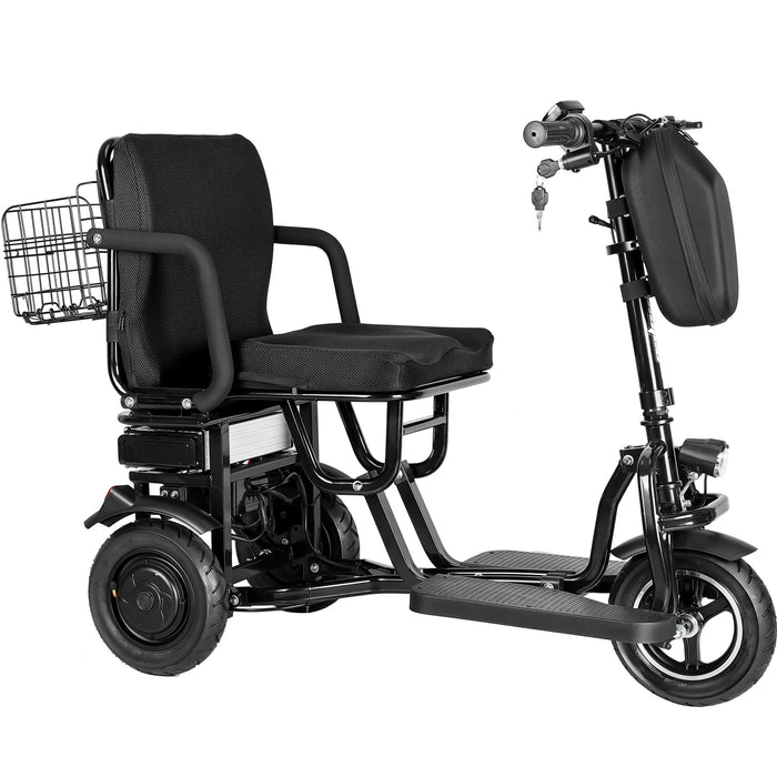 MotoTec Folding Mobility Electric Trike 48v 700w Dual Motor Lithium Black MT-FOLD-TRK-700