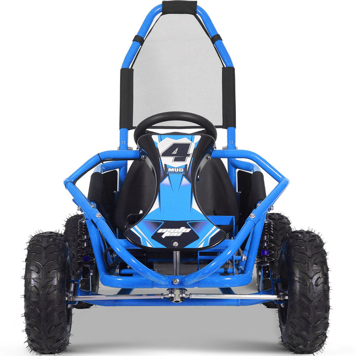 MotoTec Mud Monster Kids Electric 48v 1000w Go Kart Full Suspension (Top Speed: 10mph, 20mph Selectable Speed - weight dependent) Blue  MT-GK-Mud-1000w_Blue