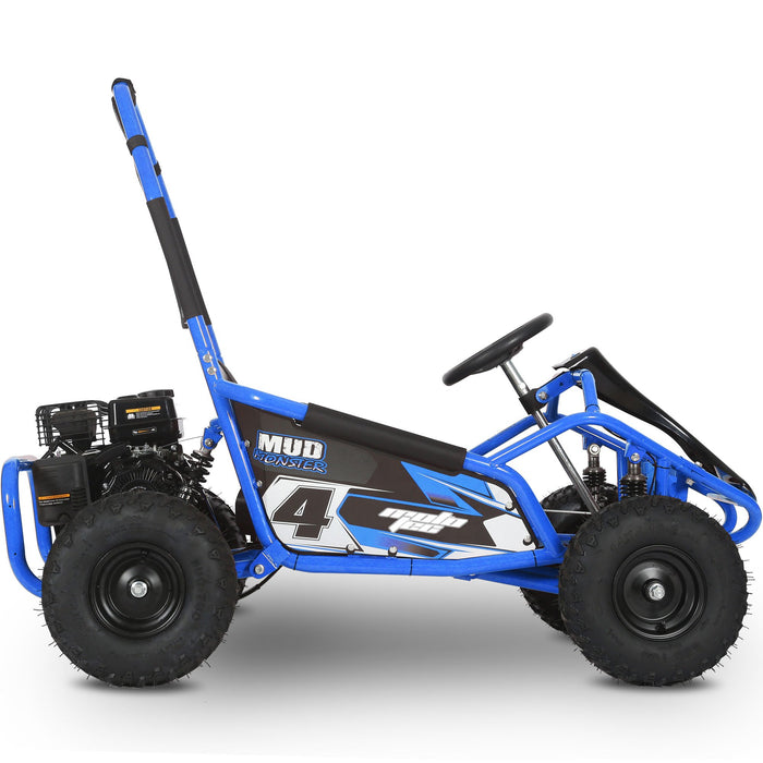 MotoTec Mud Monster Kids Gas Powered 98cc Go Kart Full Suspension Blue MT-GK-Mud-98cc_Blue