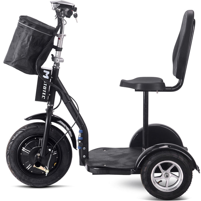 MotoTec Electric Trike 48v 1000w Lithium (Speed: 9, 16, 24 MPH - 3 selectable speeds) MT-TRK-1000-Lithium_Black