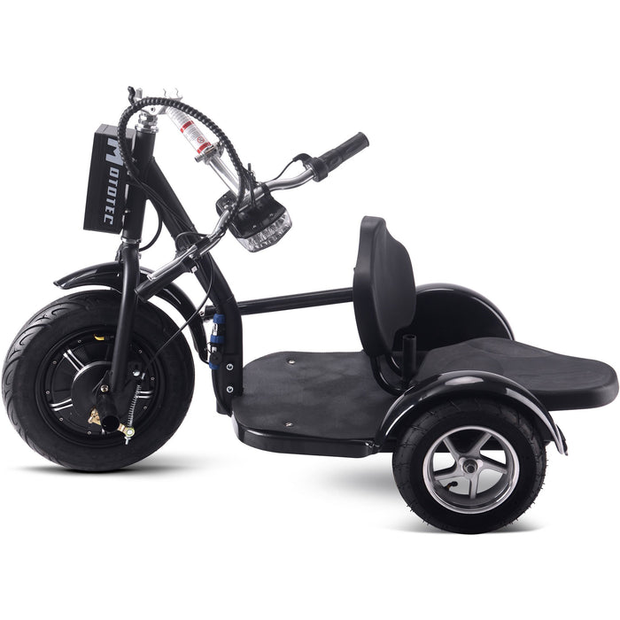 MotoTec Electric Trike 48v 1000w Lithium (Speed: 9, 16, 24 MPH - 3 selectable speeds) MT-TRK-1000-Lithium_Black