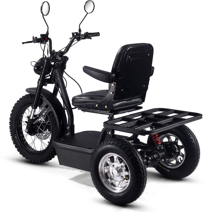 MotoTec Electric Trike 60v 1800w (Speed: 7, 14, 22 MPH - 3 selectable speeds) Black MT-TRK-1800_Black