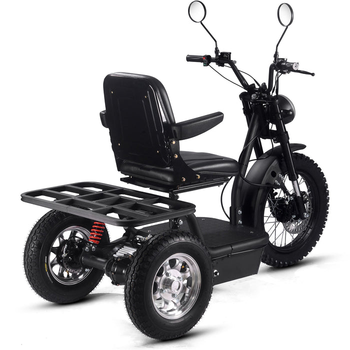 MotoTec Electric Trike 60v 1800w (Speed: 7, 14, 22 MPH - 3 selectable speeds) Black MT-TRK-1800_Black