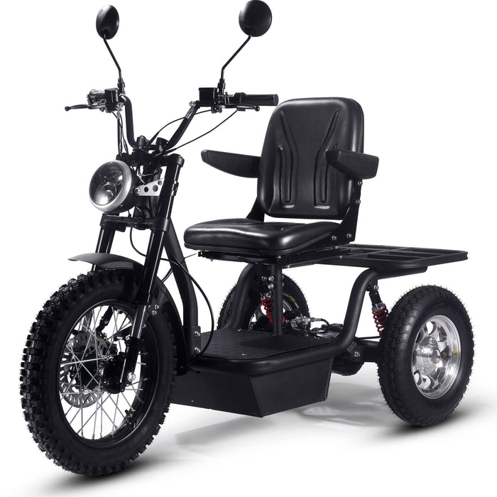 MotoTec Electric Trike 60v 1800w (Speed: 7, 14, 22 MPH - 3 selectable speeds) Black MT-TRK-1800_Black