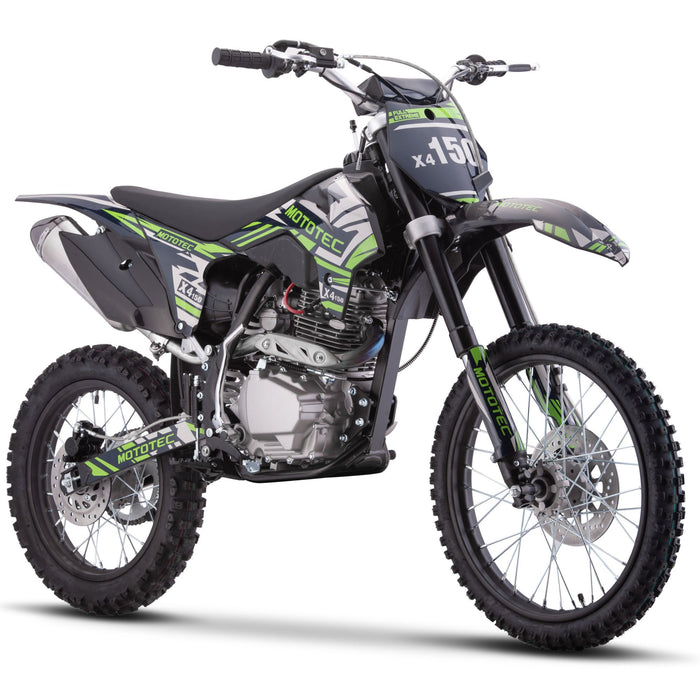 MotoTec X4 150cc 4-Stroke Gas Dirt Bike (Top Speed: 56 mph - with adjustable speed limiter)  MT-DB-X4-150cc_Black