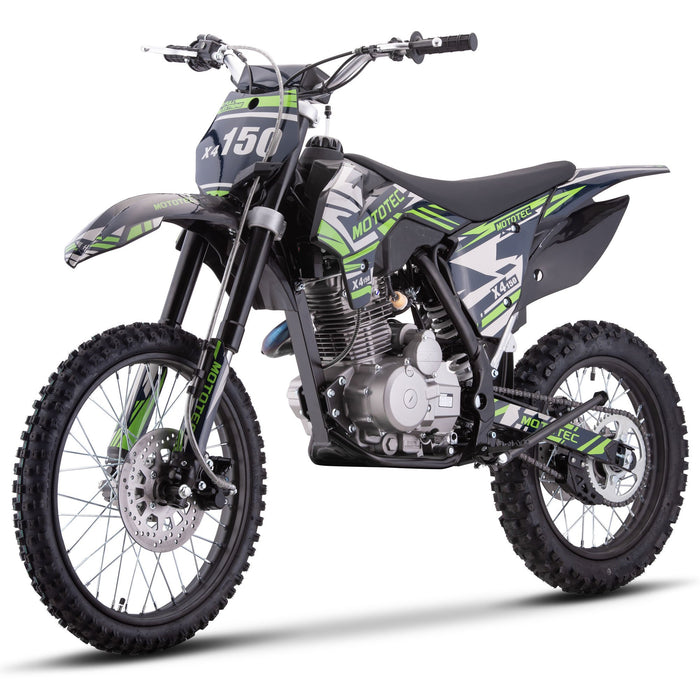 MotoTec X4 150cc 4-Stroke Gas Dirt Bike (Top Speed: 56 mph - with adjustable speed limiter)  MT-DB-X4-150cc_Black